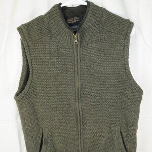 Pendleton Washable Wool Vest Green Knit Full Zip Fleece Lined Mens Medium